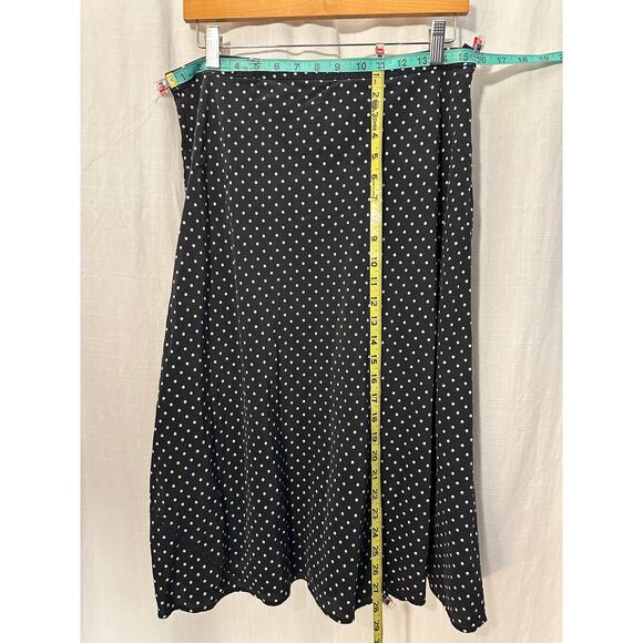 Kate Hill Womens Silk Midi Skirt Black with Polka Dots Size 10 - Picture 8 of 8